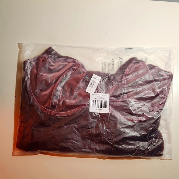 ❤️NWT VINTAGE TORRID LINGERIE BABYDOLL CHEMISE VELOUR LACE SHEER MESH WINE PLUS - Picture 6 of 12